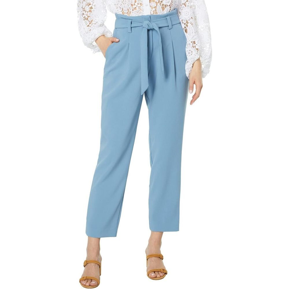 Vince Camuto Womens Tie-Belt Tapered Ankle Pants Blue‎ Shadow Size 12
